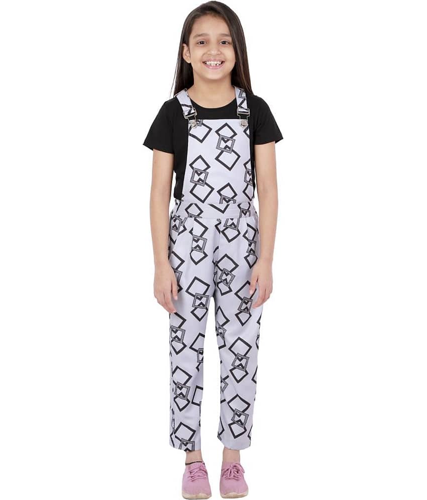 Kids Cave Girls Cotton Dungarees ( Pack of 1 , Grey )