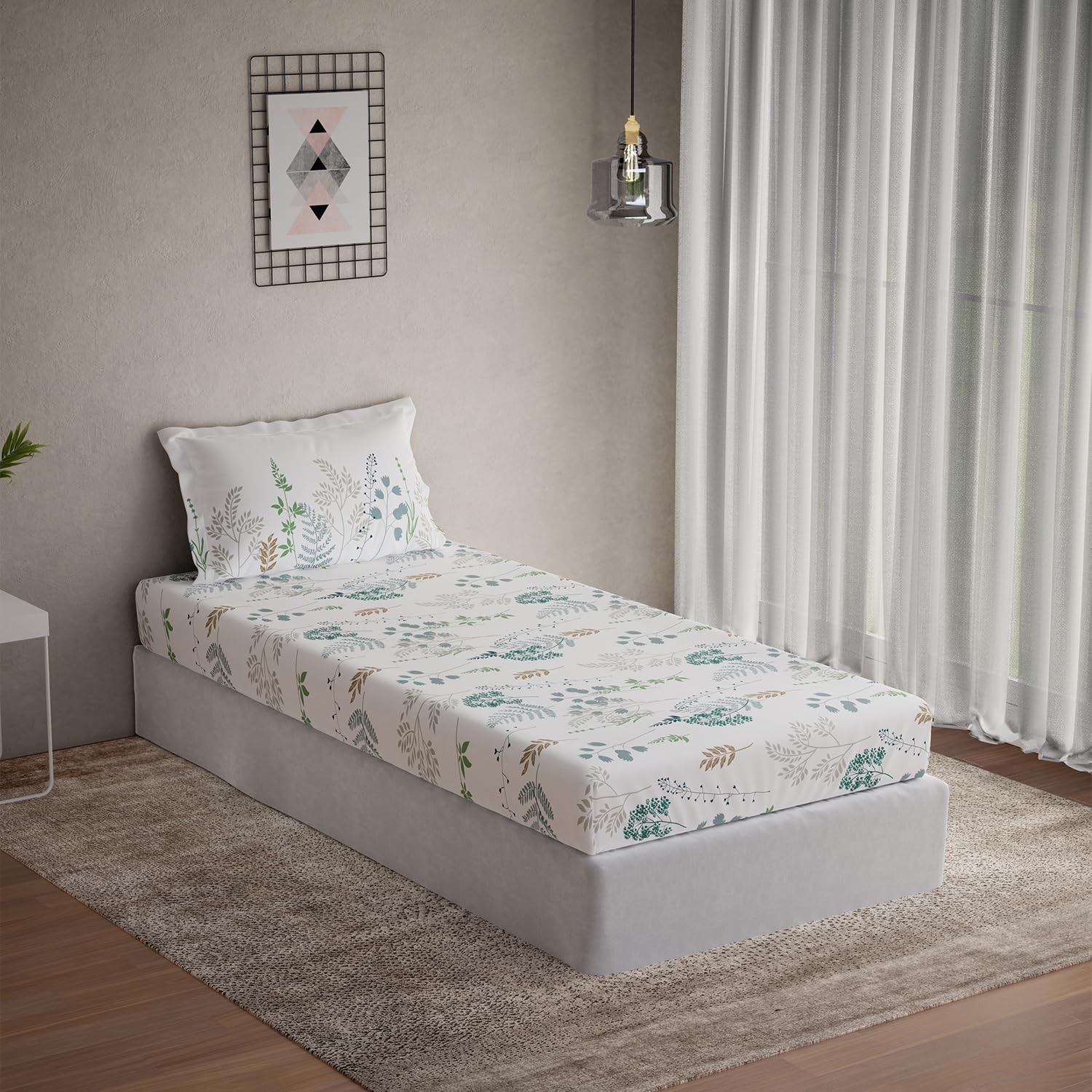 DDECOR - Vega Collection 100% Cotton Classical Pattern 144TC Single Bedsheet|152 CM X 224 CM| - Blue