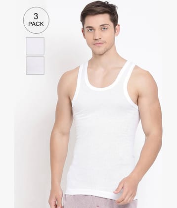 Pack of 3 Lux Cozi - White Cotton Blend Men's Vest