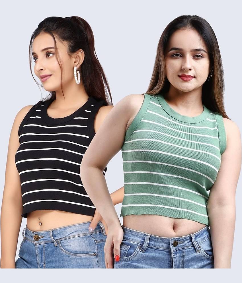 FEVERFEW Women's Cotton Linen Crop Top ( Multi Color )