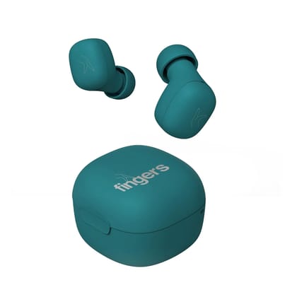 FINGERS SizeZero Pods2 World's Tiniest TWS Earbuds with 15-Hour Total Playtime, Quick Charge of 10 mins for 2-Hour Playtime, Built-in Mic with SNC Technology for Clear Calls (Teal) FINGERS SizeZero Pods2 World's Tiniest TWS Earbuds with 15-Hour Total Playtime, Quick Charge of 10 mins for 2-Hour Playtime, Built-in Mic with SNC Technology for Clear Calls (Teal)