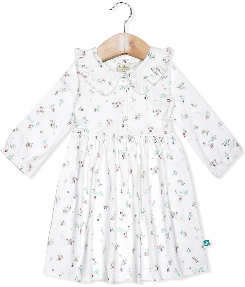 Juscubs Pack of 1 Baby Girls Cotton Dress ( White )