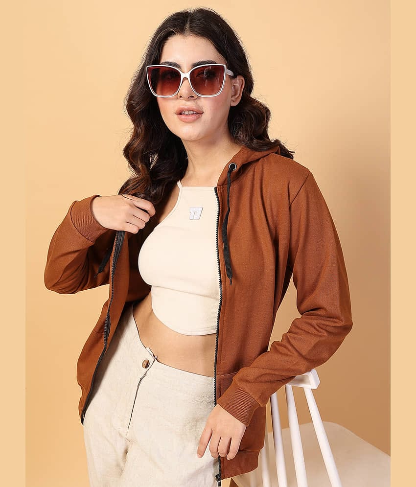 Rigo Women Fleece Hooded Sweatshirt For ( Brown )