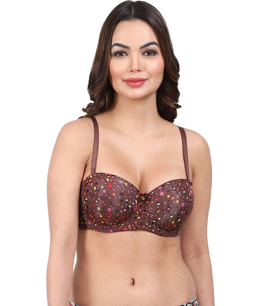 AMOUR SECRET Pack of 1 Nylon Lightly Padded T-Shirt Bra For Women ( Brown )