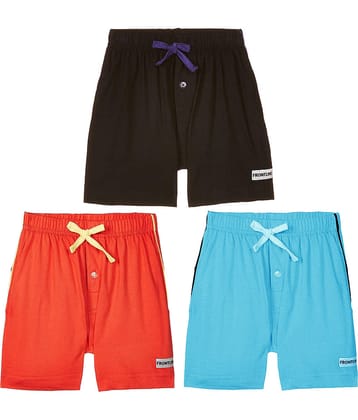Rupa Frontline Ninja Cotton Plain Multicolour Pocket Boxer Outer Wear for Kids/Boys - Pack of 3