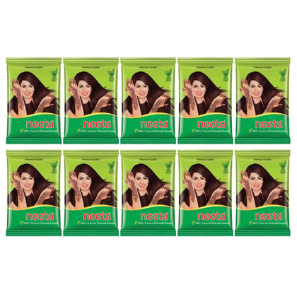Neeta Mehendi Powder 40g Pack of 10, 100% Natural Henna Mehandi Powder for Hair, Hand & Feet