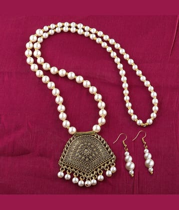 Silver Shine Pearls Golden Contemporary Contemporary/Fashion Antique Necklaces Set
