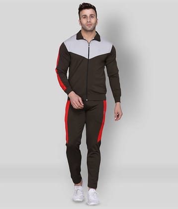 PRAUME - Brown Polyester Slim Fit Colorblock Men's Sports Tracksuit ( Pack of 1 )