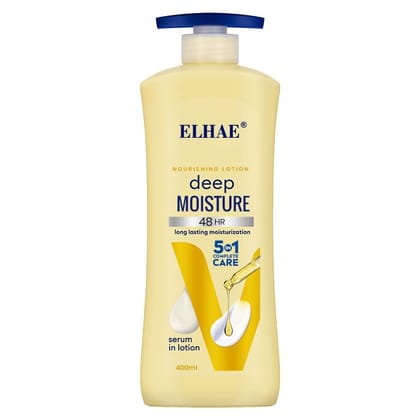 ELAHE Face & Body Deep Moisturizer | 5-in-1 Nourishing Lotion for Dry to Very Dry, Sensitive Skin | 48-Hour Hydration | Fragrance-Free, Non-Comedogenic, Non-Greasy Formula | 400ml