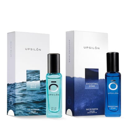 UPSILON Combo of Wild Blue & Shooting Star Eau De Parfum Premium Long Lasting Fresh & Powerful Fragrance Spray Travel Friendly Luxury Parfum Scent | Men’s Perfume | Each 20ml - Pack Of 2 UPSILON Combo of Wild Blue & Shooting Star Eau De Parfum Premium Long Lasting Fresh & Powerful Fragrance Spray Travel Friendly Luxury Parfum Scent | Men’s Perfume | Each 20ml - Pack Of 2