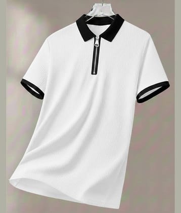 AUSK Men Cotton Blend Regular Fit Striped Polo T Shirt ( Teal Blue )