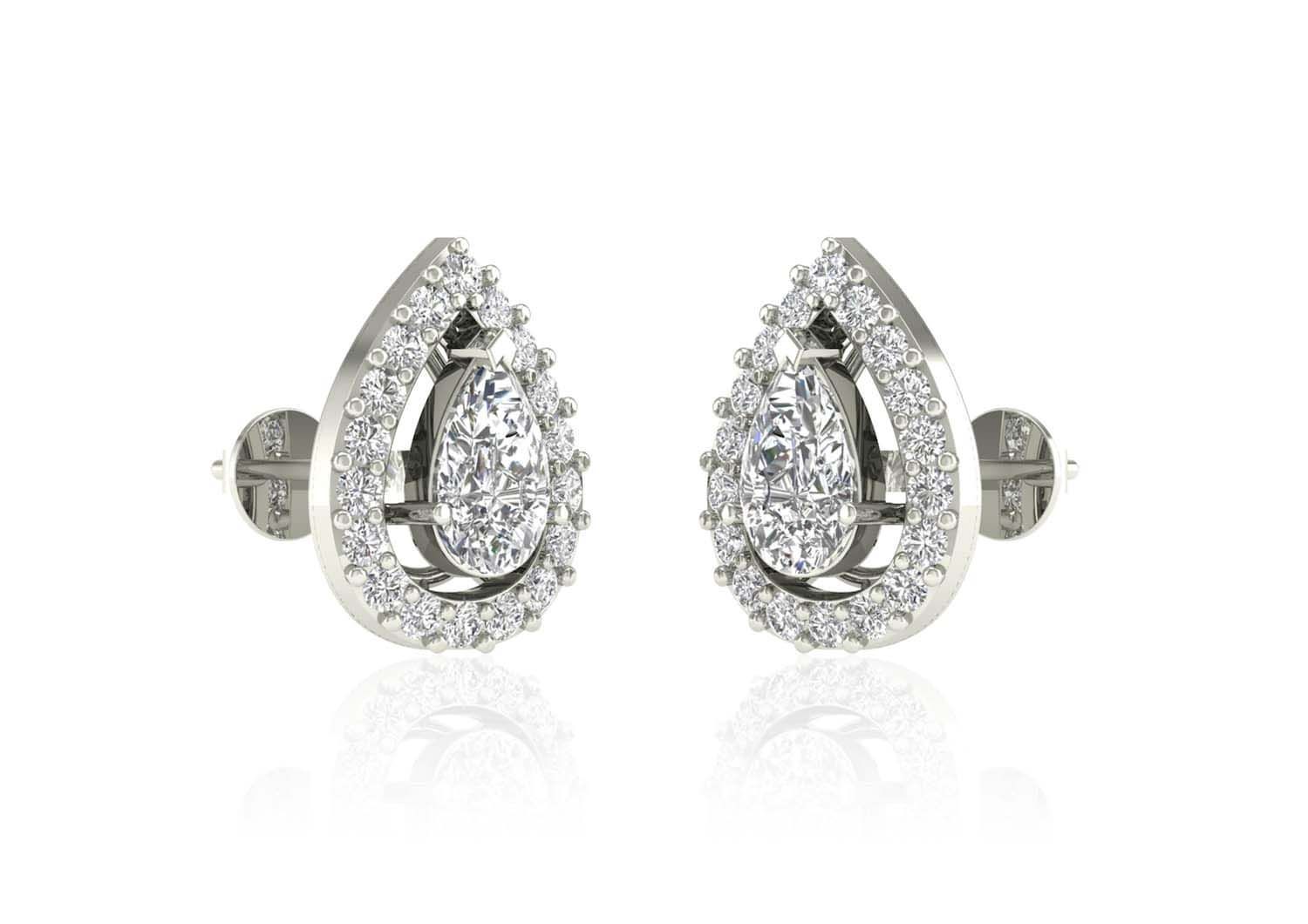 Teardrop Halo Solitaire Studs