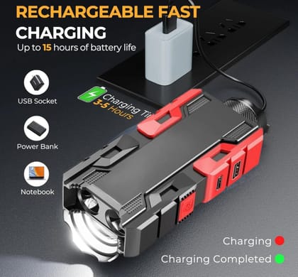 Rechargeable Mini LED Flashlight with Power Bank, 3 Modes (1 Pc)