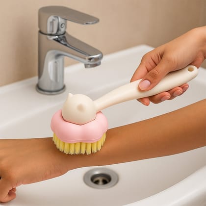Soft Bristle Bath Brush with Long Handle (1 Pc)