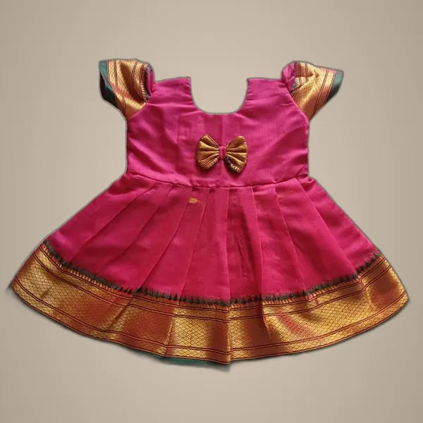Mom And Me Pink Frock (0-3 Months) | Premium Acrylic Cotton | Festive & Party