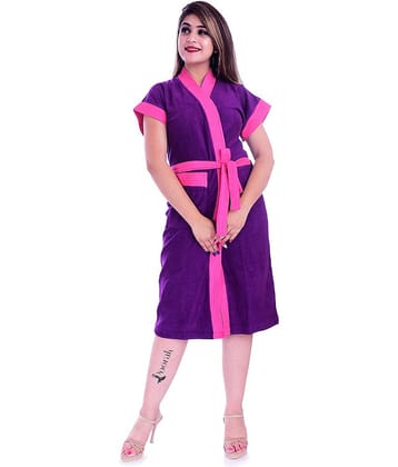 Poorak Purple Free Size Bathrobe ( Pack of 1 )