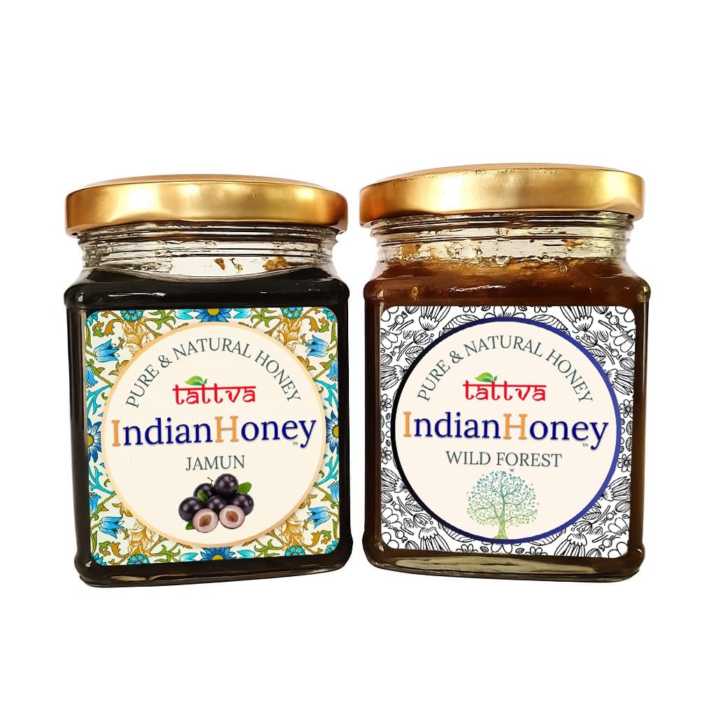 IndianHoney Wild Forest Honey & Diabetics-Friendly Jamun Honey Combo Pack (230gm & 230gm)