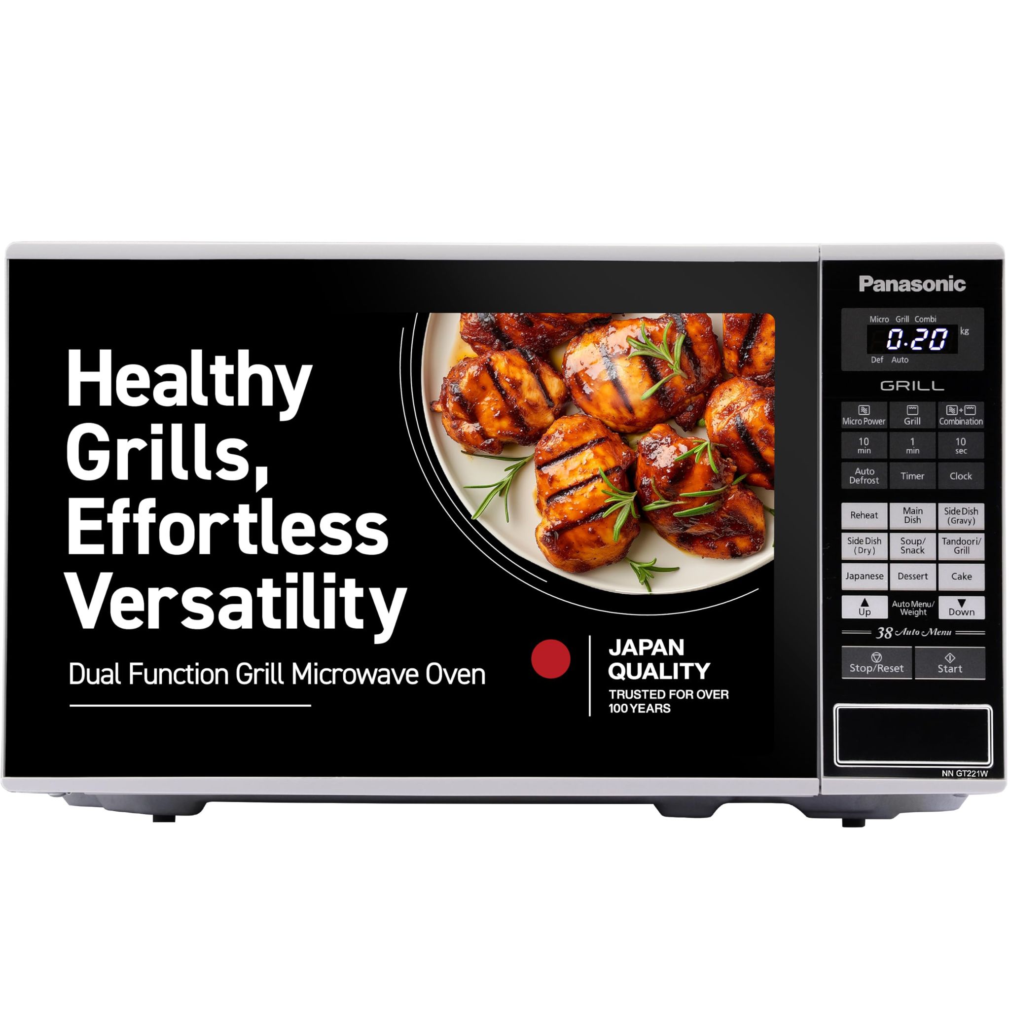 Panasonic 20L Grill Microwave Oven(NN-GT221WFDG,White, 38 Auto Cook Menus ) Panasonic 20L Grill Microwave Oven(NN-GT221WFDG,White, 38 Auto Cook Menus ) - White / 20 Litres