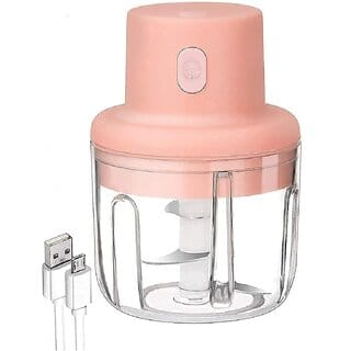 Electric Mini Garlic Chopper Portable Cordless with USB Charging 450 W 250 ml Pink Color