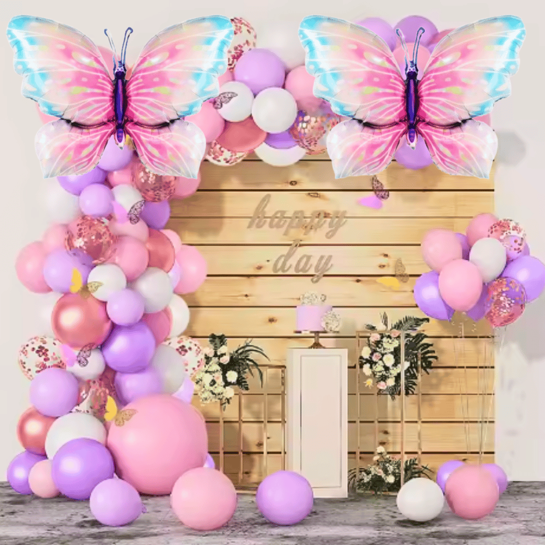 Butterfly Balloons Set Pink &amp; Purple - 100PC
