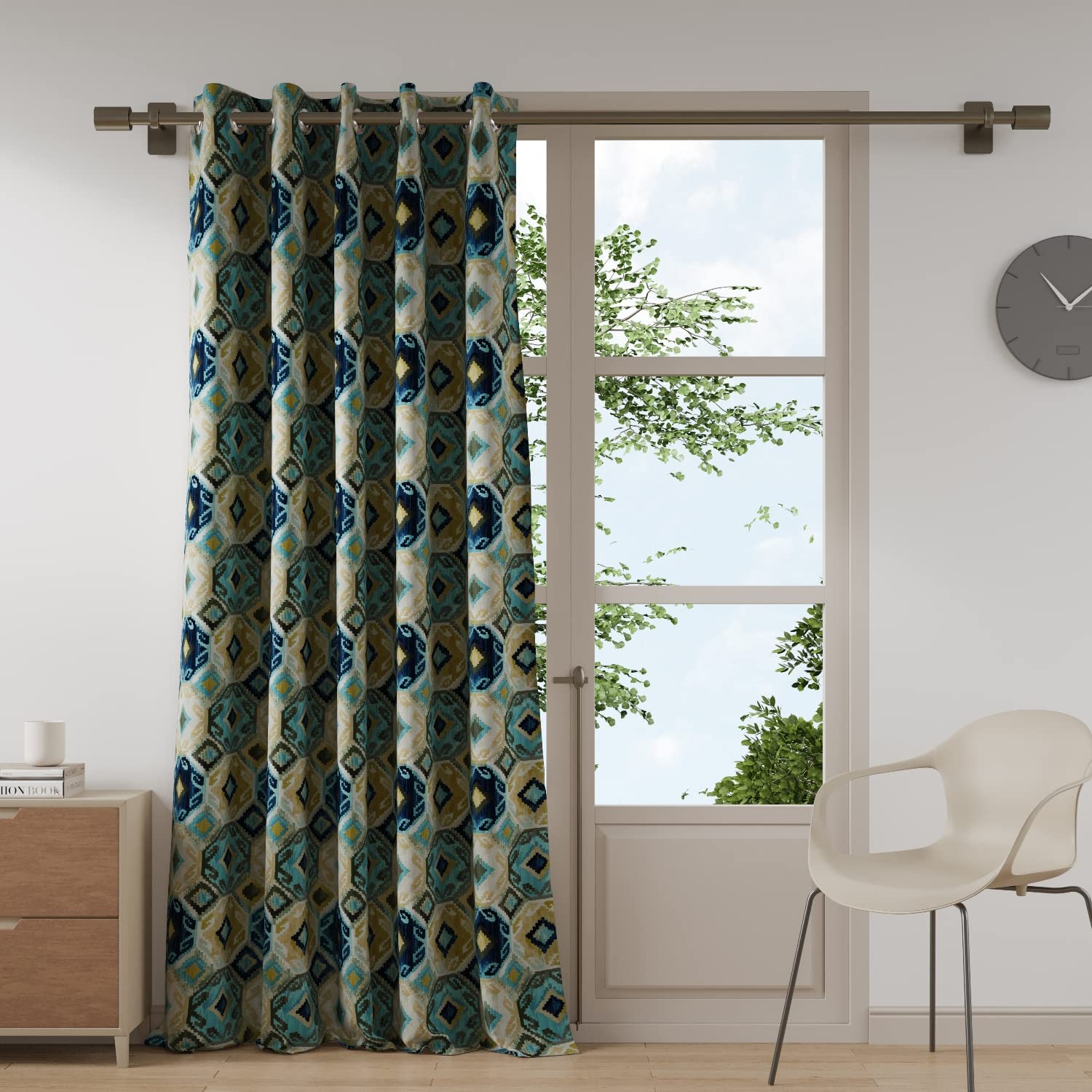 DDECOR - 100% PolyesterJacquard And Woven PatternDoor 7 Ft|135 CM X 225 CM| - Blue