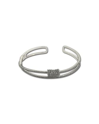 AABHA Silver Black Polish Kada for Women (Black, 2.6)