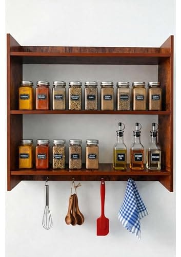 Collection MDF Wood 3-Tier Spice Rack & Multipurpose Wall Shelf
