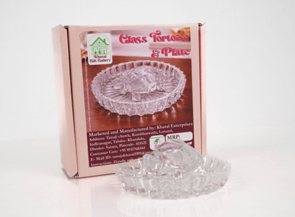 Handcrafted Glass Tortoise & Plate Showpiece | Elegant Home Décor.