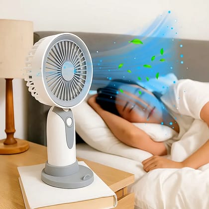 Portable Mini Fan - USB Rechargeable, 3 Speed Settings, 2 Hours Battery Life (colour - multi) by Ruhi Import Store