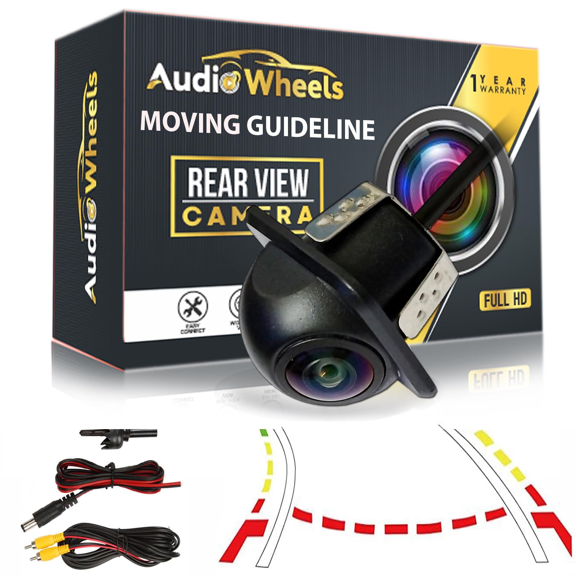 Audio Wheels Car Dome Fish Eye Moving Camera Backup Rearview Vehicle Automotive Parking HD Night Vision 170-degree Reversing Surveillance AHD Lane Departure Warning Road Safety Monitoring. Black / Dome Fish Eye Moving