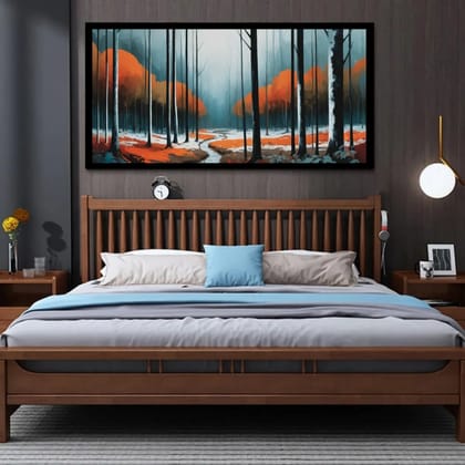 Luminary Nature Inspired Painting – Peaceful Scenery For Decor Canvas Painting | Frame Size (127 X 69 Cm) | Frame Type (Black) | 5-Year Warranty