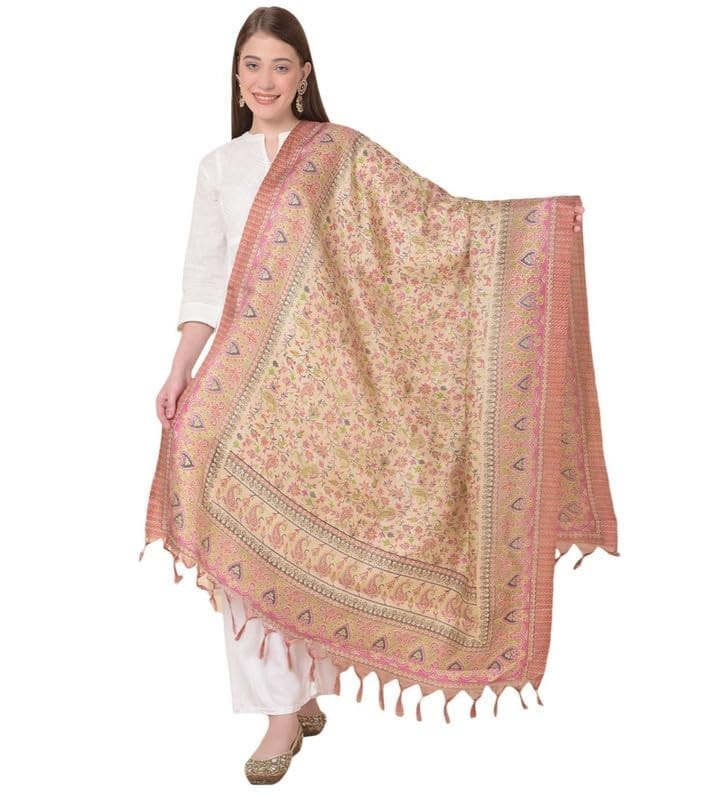 Women's Art Silk Printed Dupatta (Pink)-PID47040