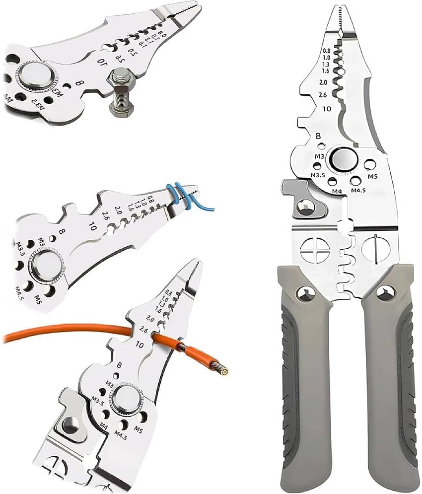 All in 1 Multifunction Stainless Steel Wire Stripper/Wire Crimping Tool, Wire Cutter, Wire Crimper, Cable Stripper, Wiring Tools and Multi-Function Hand Tool (ALL IN 1)