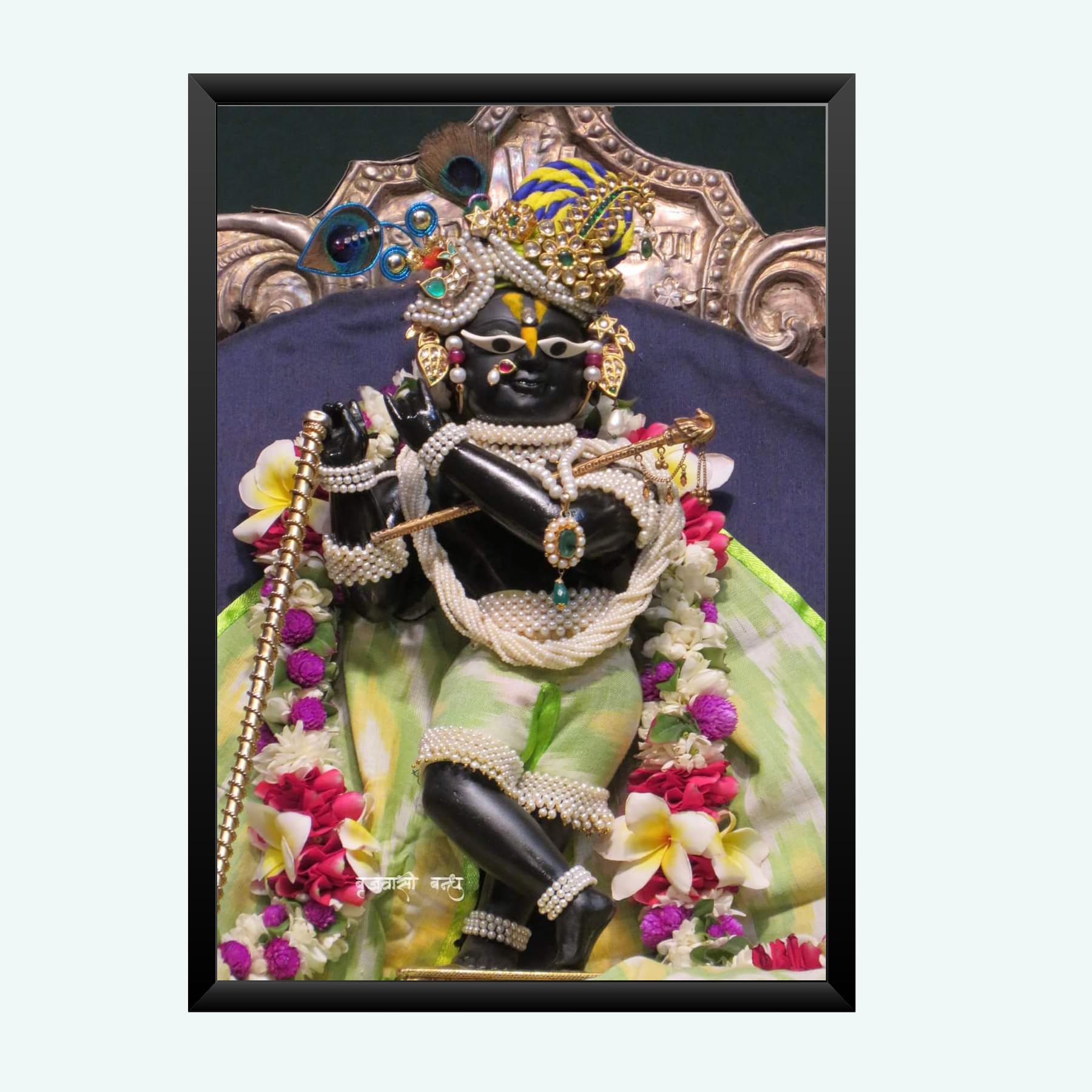 NOKKES Radha Raman ji Vrindavan Radha Raman Thakur Ji Black Photo Frames Religious Photo frame 5X7 Inch Photo Frame_QWW113