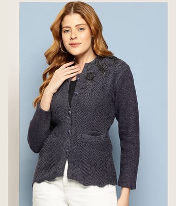 Aarika Women Woollen Shirt Collar Cardigan ( Grey )