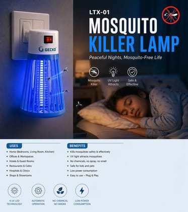 Eco-Friendly Electronic LED Mosquito Killer Lamp  USB Powered UV Insect Trap Machine with High-Efficiency Screen Protector, Silent Indoor Mosquito & Fly Catcher for Home & Office (Random Color)