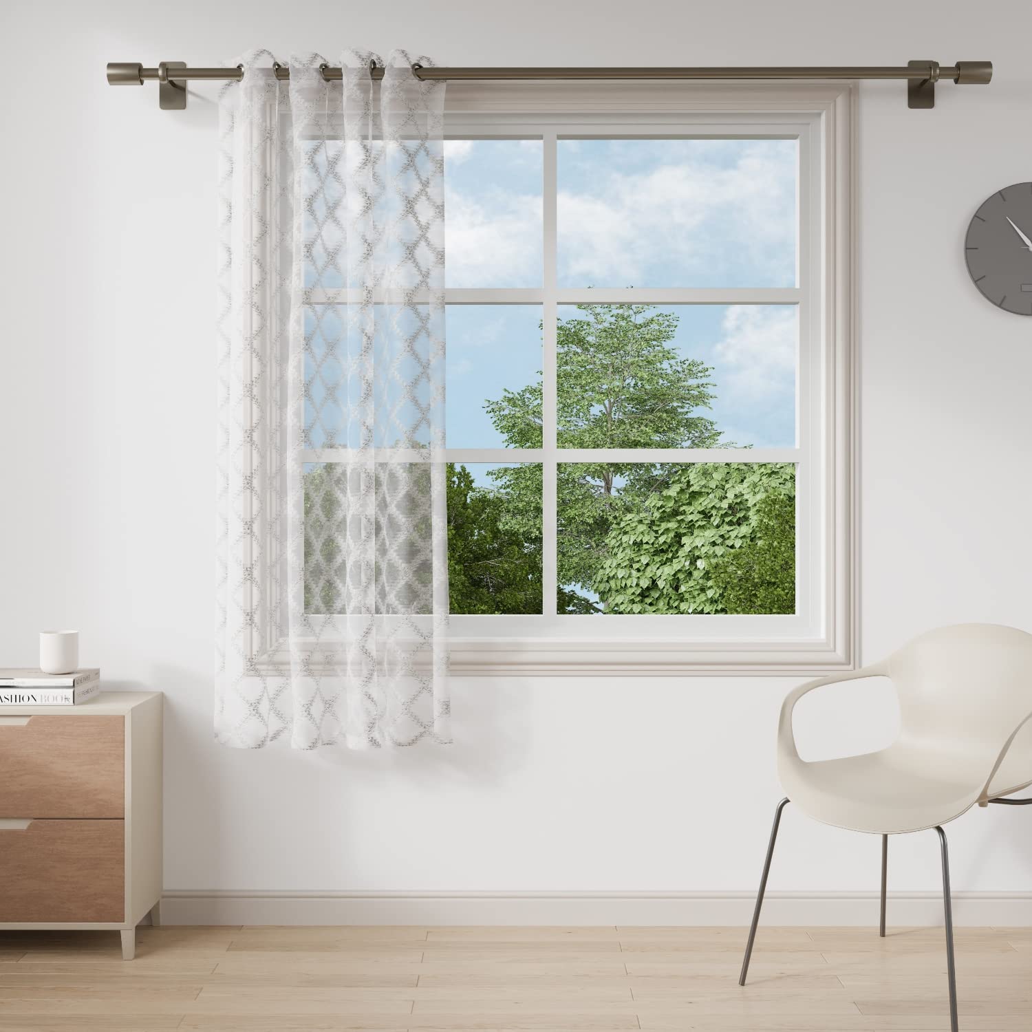DDECOR - 100% PolyesterSmall Motifs PatternWindow 5 Ft|135 CM X 160 CM| - Grey