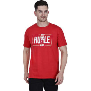 Life Dream Mens Red Block Print Cotton Blend Round Neck T-Shirt