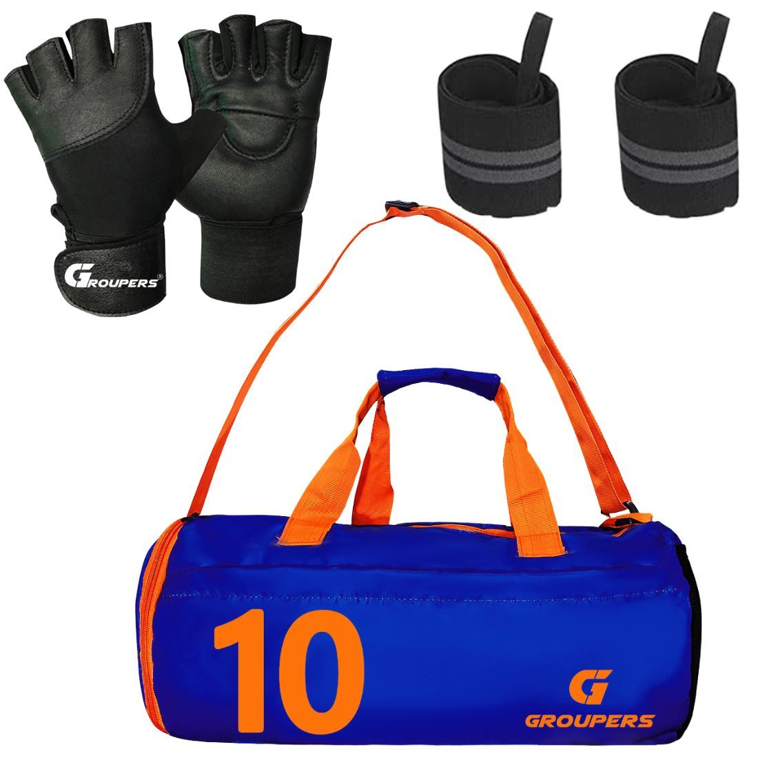 GROUPERS Combo Set of Duffle Polyester Bag with Gloves & Wrist Band SupportlSports & Travel Bag