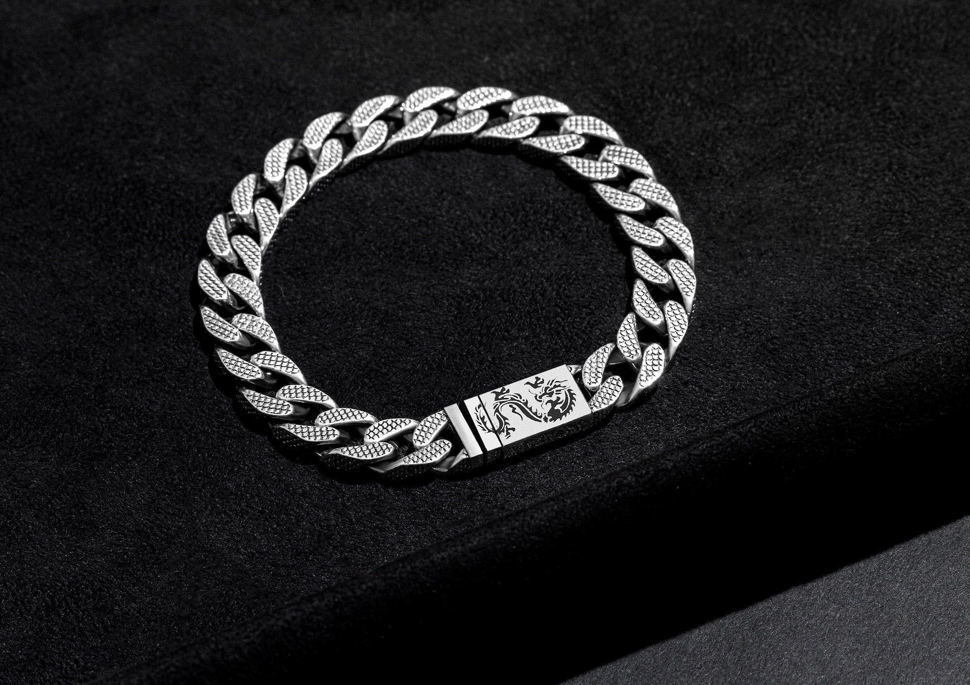 Dragon Textured Cuban Link Bracelet