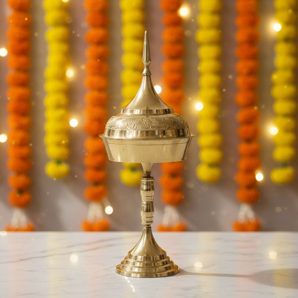 Brass Hurahi Hori No.3.5 | Traditional Brass Bowl For Puja & Kitchen, Height : 11 Inch (ZMAS331 D)