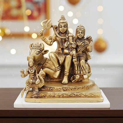 Brass Shiv Parivar Idol - Decorative Family Statue, Height : 6 Inch (BSMAS1525 E)