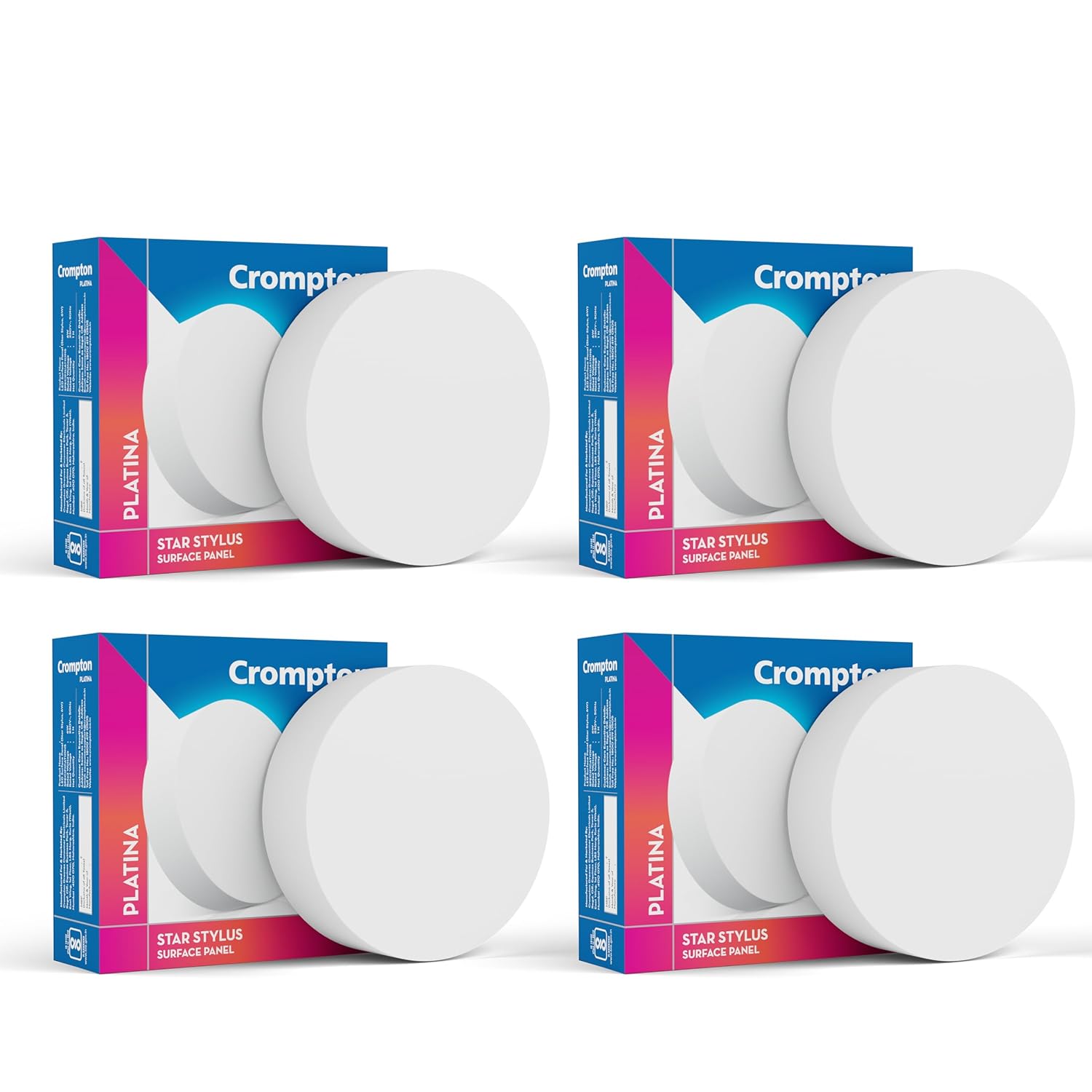 SPARKWORLD Star Stylus Surface Mounted Downlighter 6W Round Cool White | Pack of 4 | NO False Ceiling required, Outer Dimension: 90 mm | For Hall, Bedroom, Kitchen, Office, Store