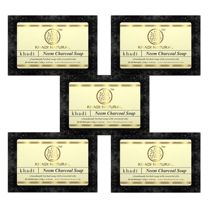 Khadi Natural Neem Charcoal Soap Combo Pack Of 5 – 125gm Each Khadi Natural Neem Charcoal Soap Combo Pack Of 5 – 125gm Each