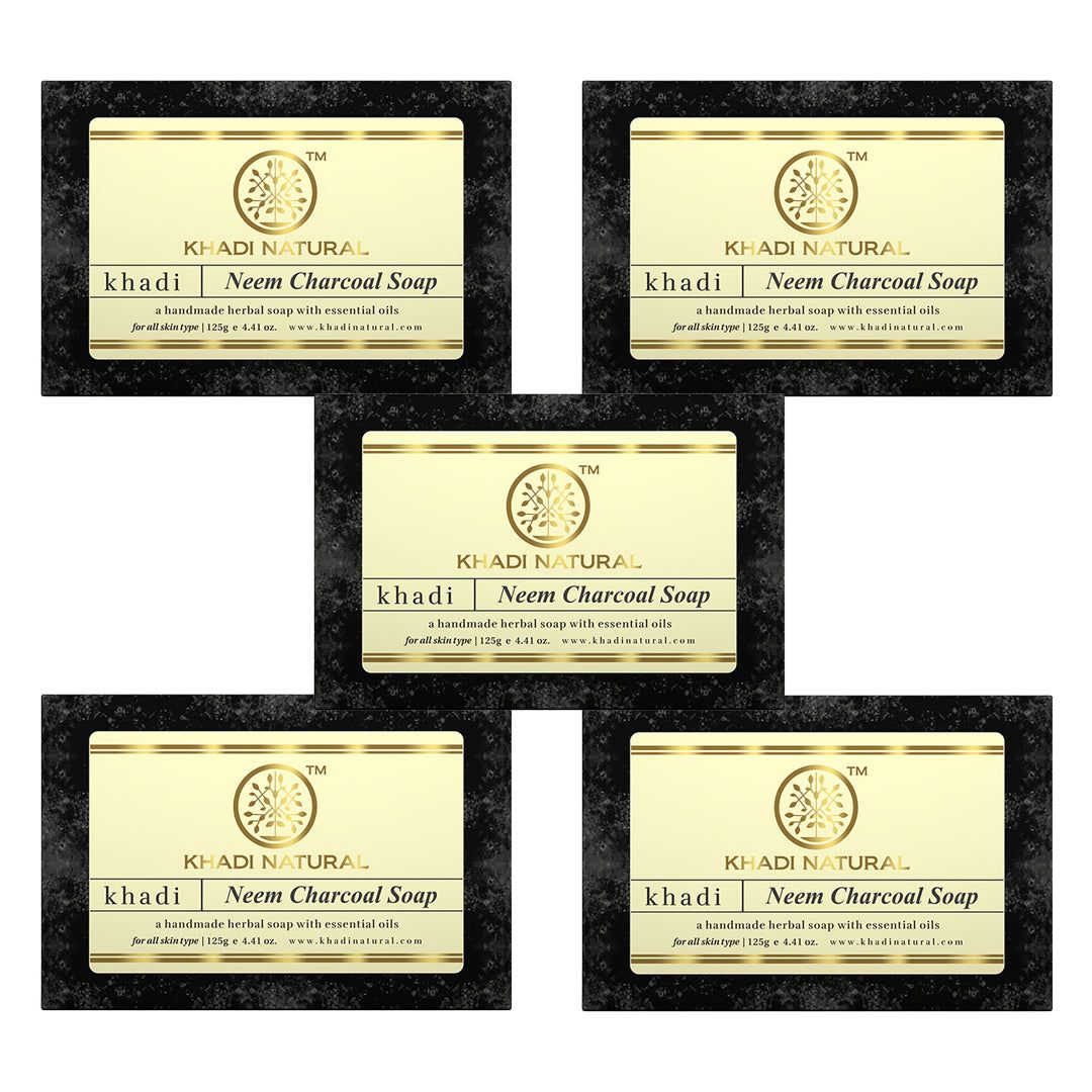 Khadi Natural Neem Charcoal Soap Combo Pack Of 5 – 125gm Each
