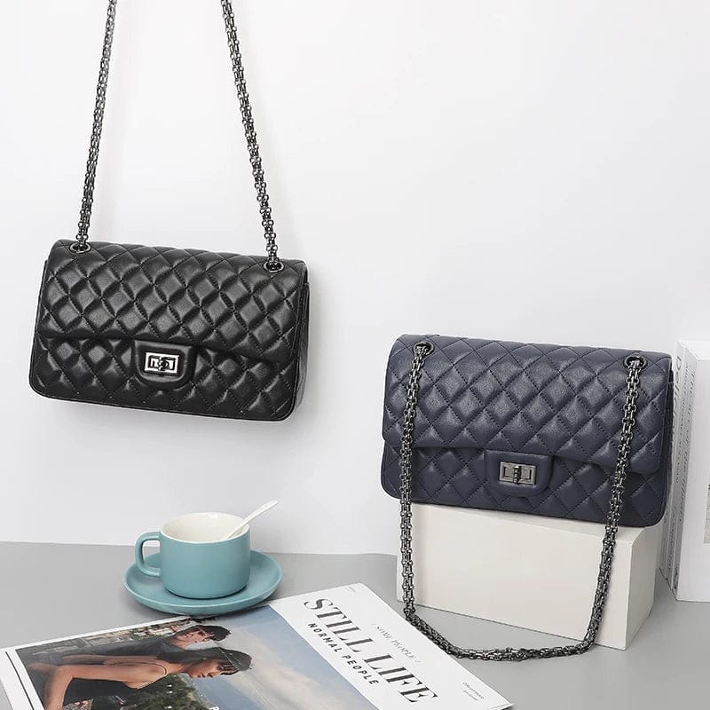 Luxury fashion shoulder bags PU leather Soft Pure Color Plaid Pattern Women Handbag diamond lattice lady bag