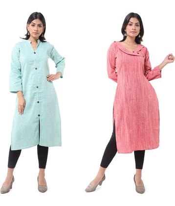 DESHBANDHU DBK - Multicolor Cotton Women's Straight Kurti ( Pack of 2 )
