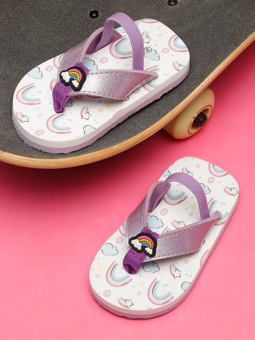 Premium Rainbow V-Shape Flip-flops With Adjustable BackSupport - Purple (Girls)