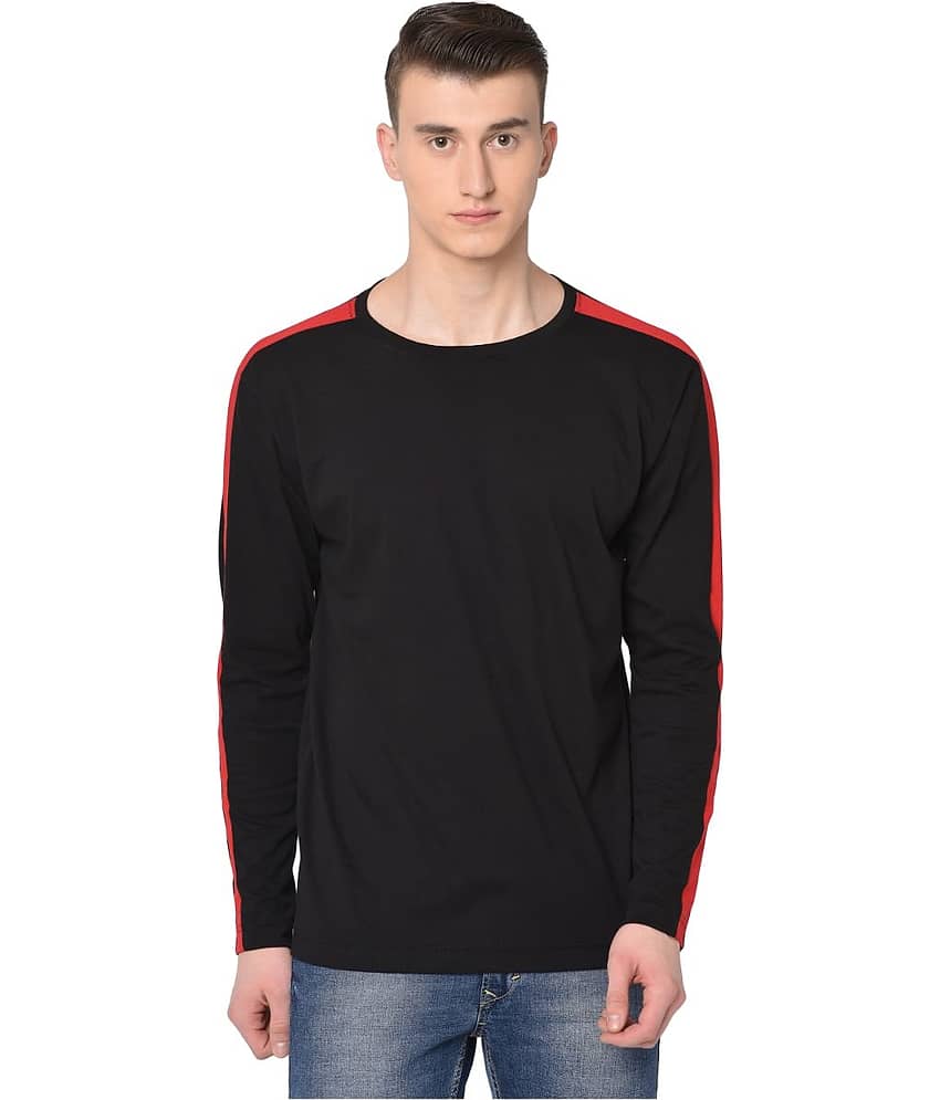 Glito Pack of 1 Cotton Blend Regular Fit Men's T-Shirt ( Black )