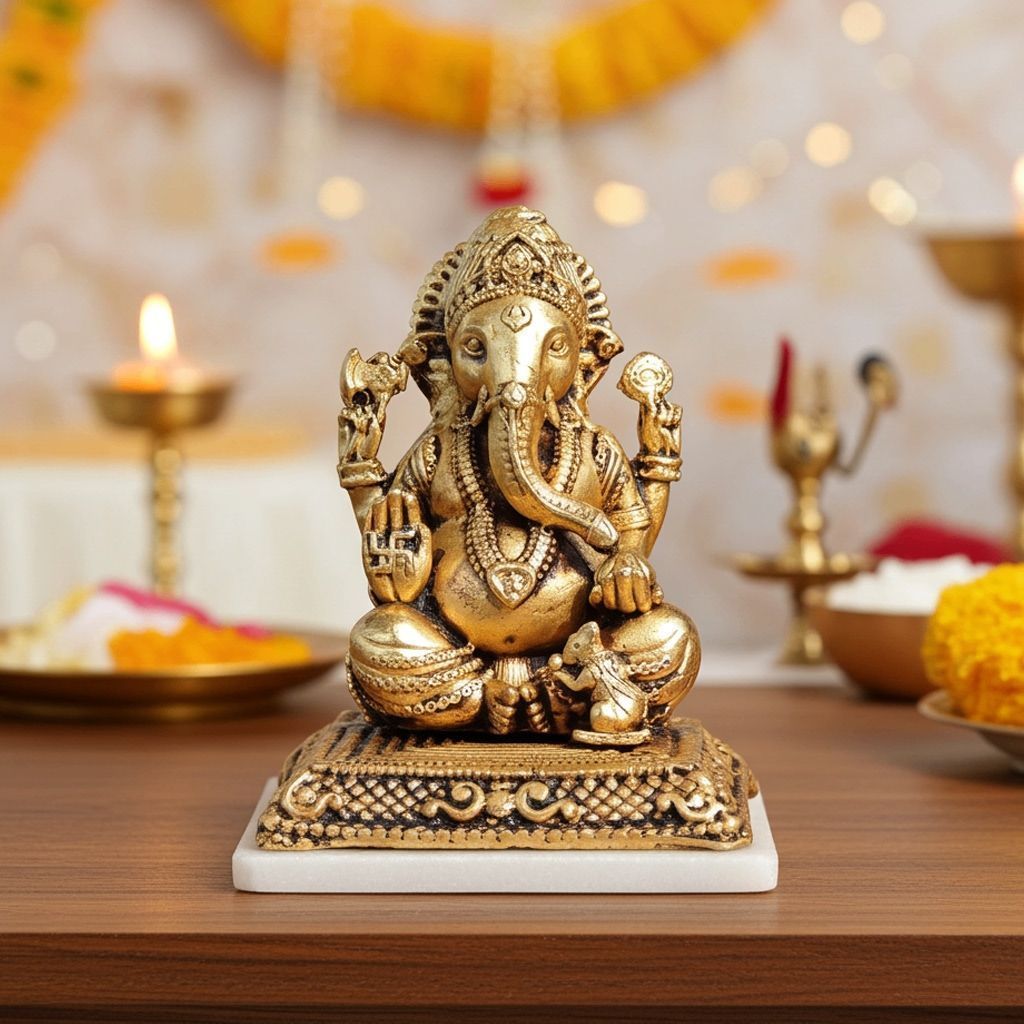 Brass Showpiece Ganesh Ji God Idol Statue (BSMAS1775 G)